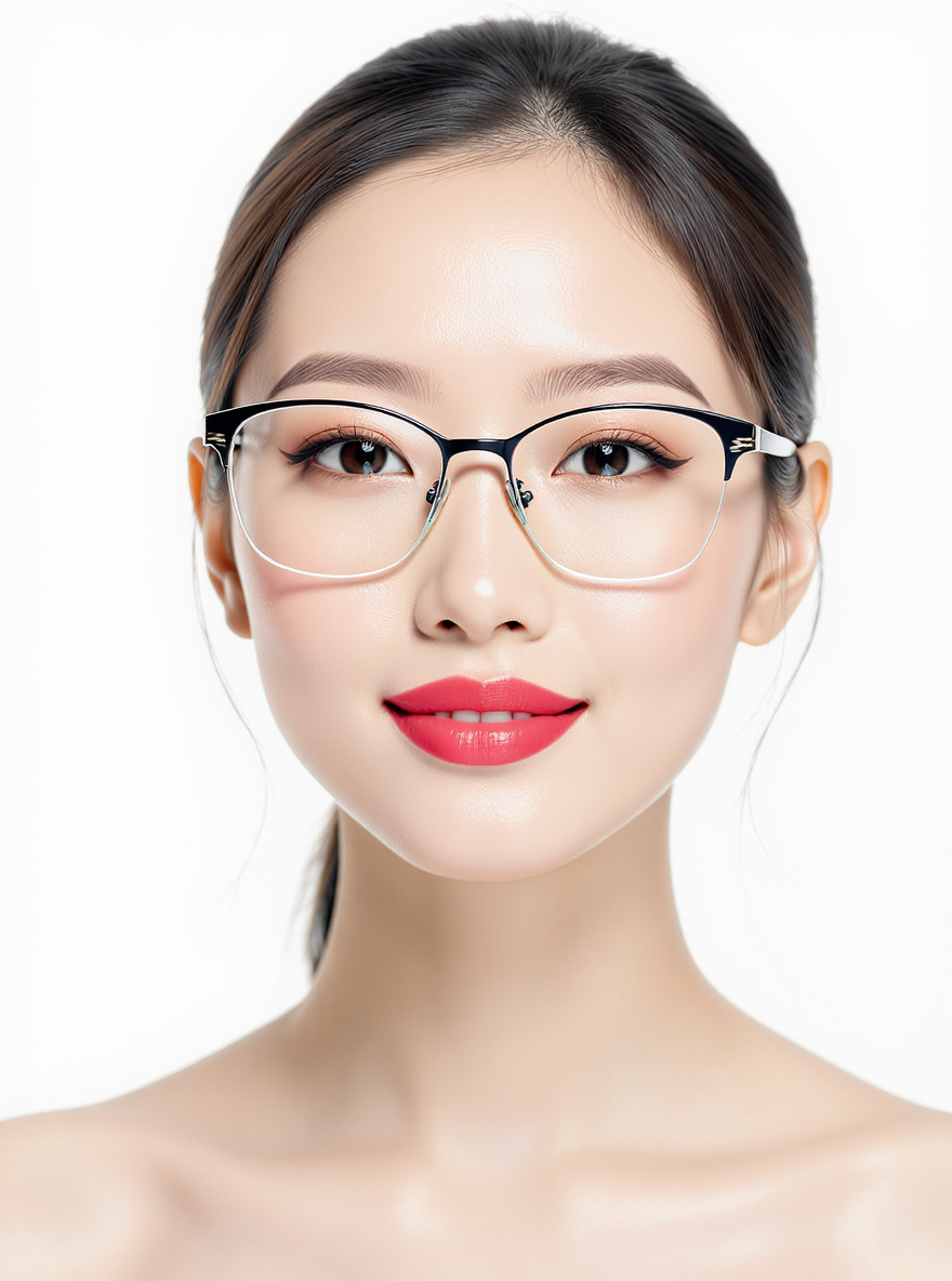 Rimless with Bold Brow Bar glasses for Diamond face