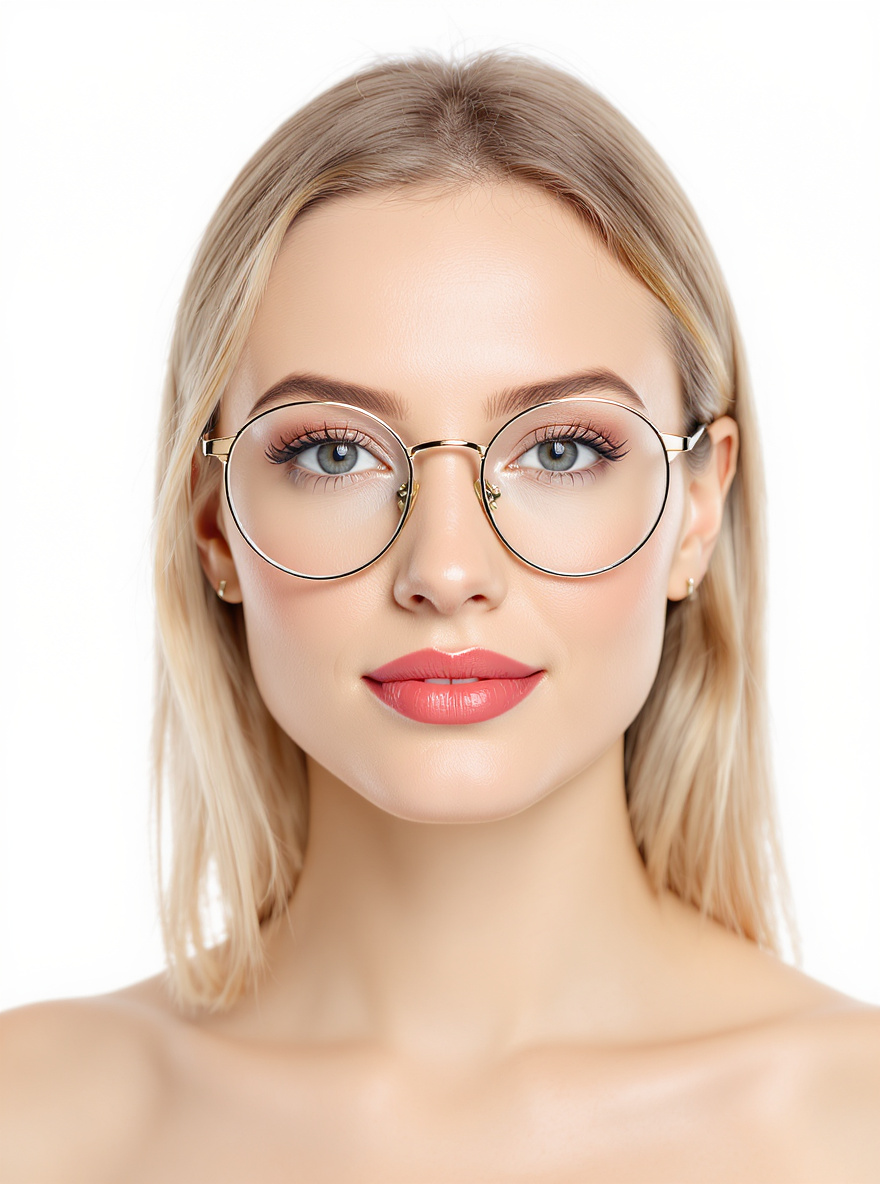 Round Metal Frames glasses for Square face