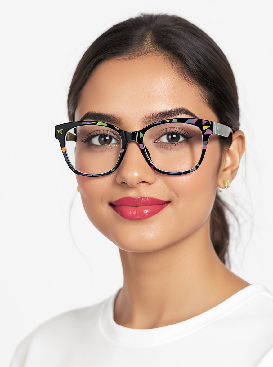 Colorful Wide Frames glasses for Triangle face