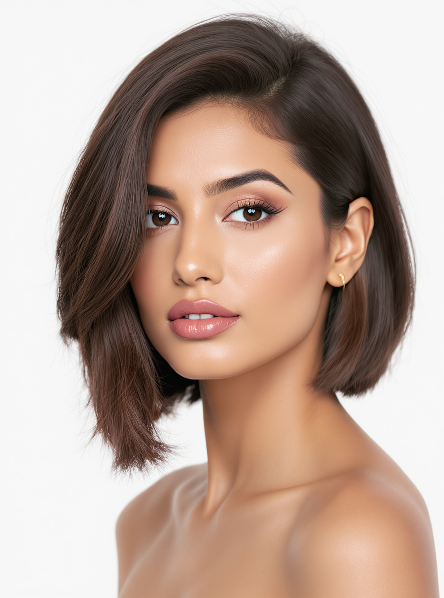 Deep Side-Part Lob hairstyle for Diamond face