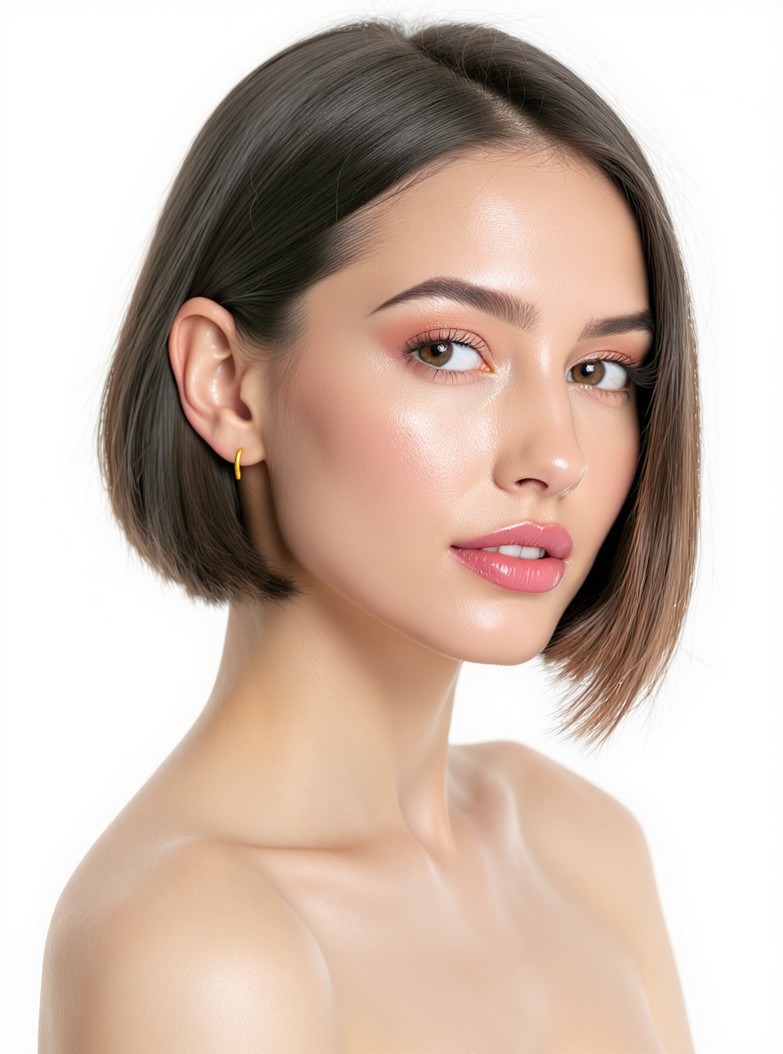 Tucked-Behind-Ear Bob hairstyle for Diamond face