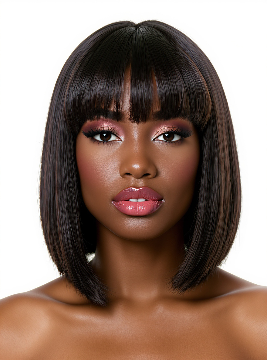 Curtain Bangs with Lob hairstyle for Heart face