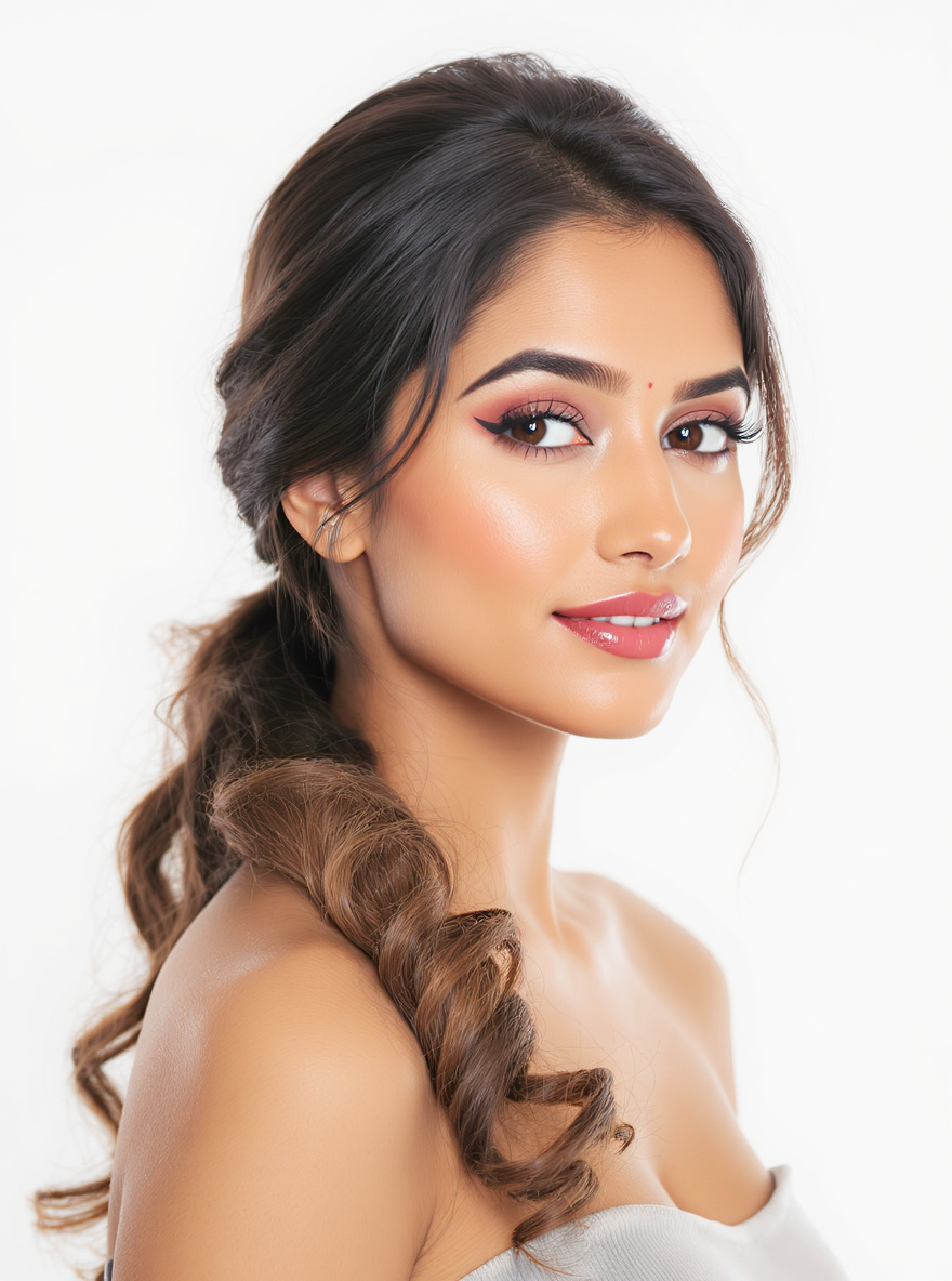 Low Wavy Ponytail hairstyle for Heart face