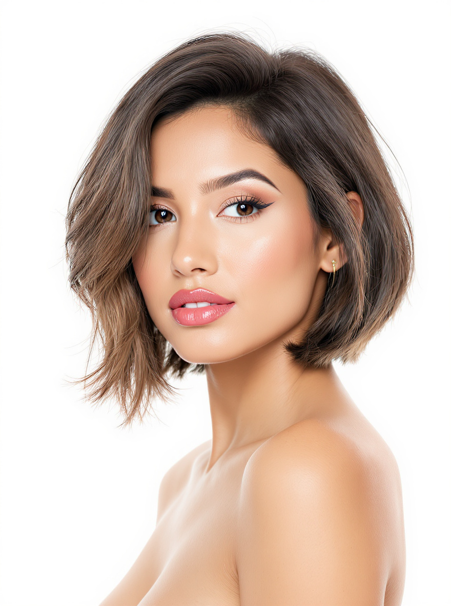 Textured Lob hairstyle for Round face