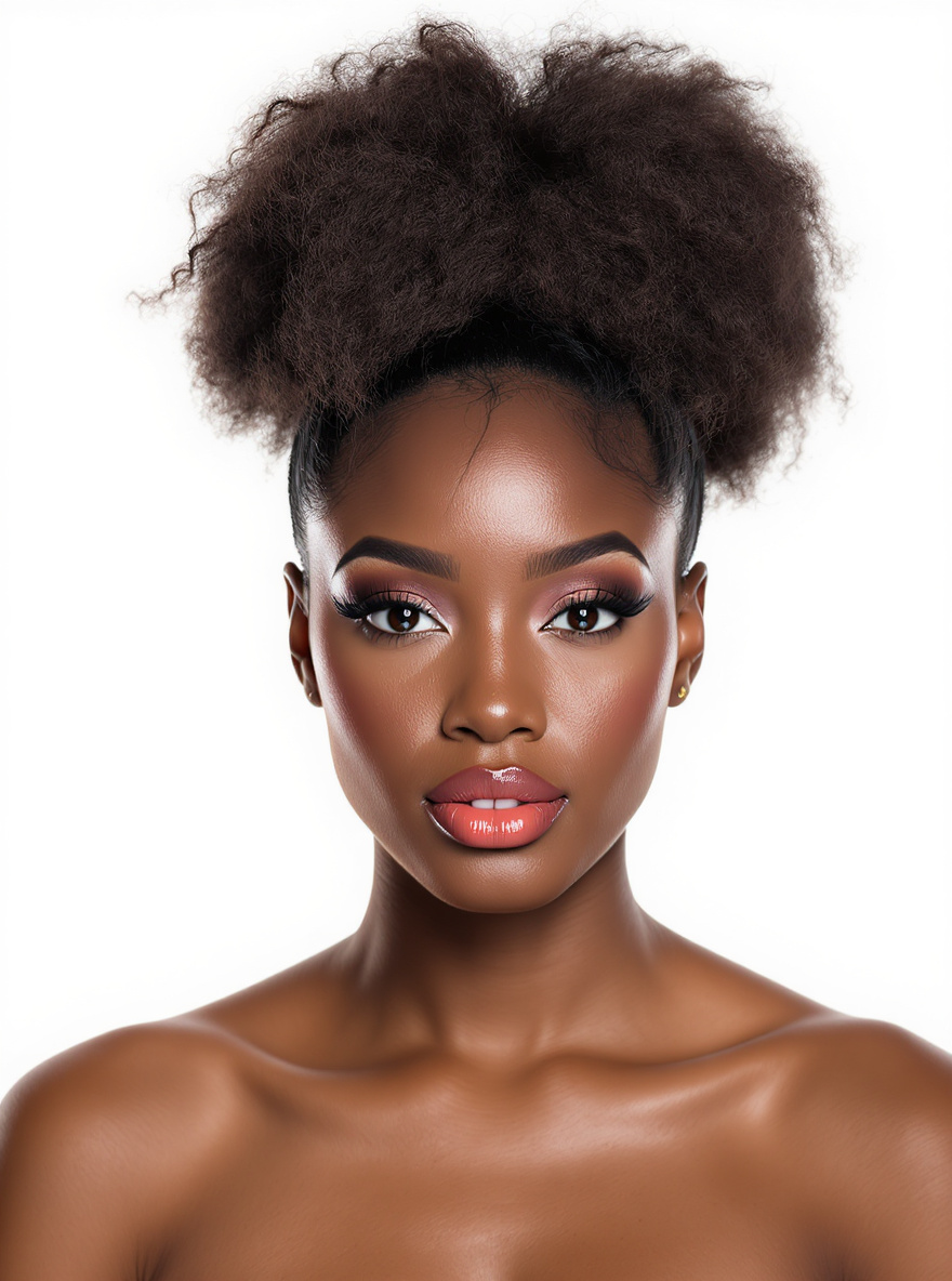 Voluminous High Ponytail hairstyle for Round face