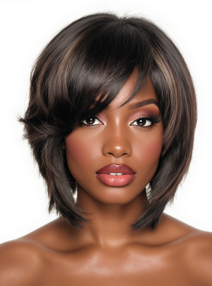 Layered Shoulder Length with Flipped Ends hairstyle for Triangle face