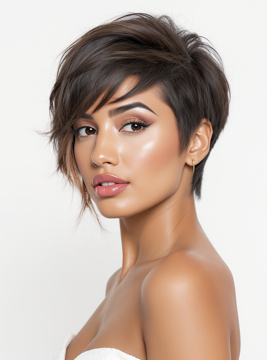 Side-Swept Bangs with Volume hairstyle for Triangle face