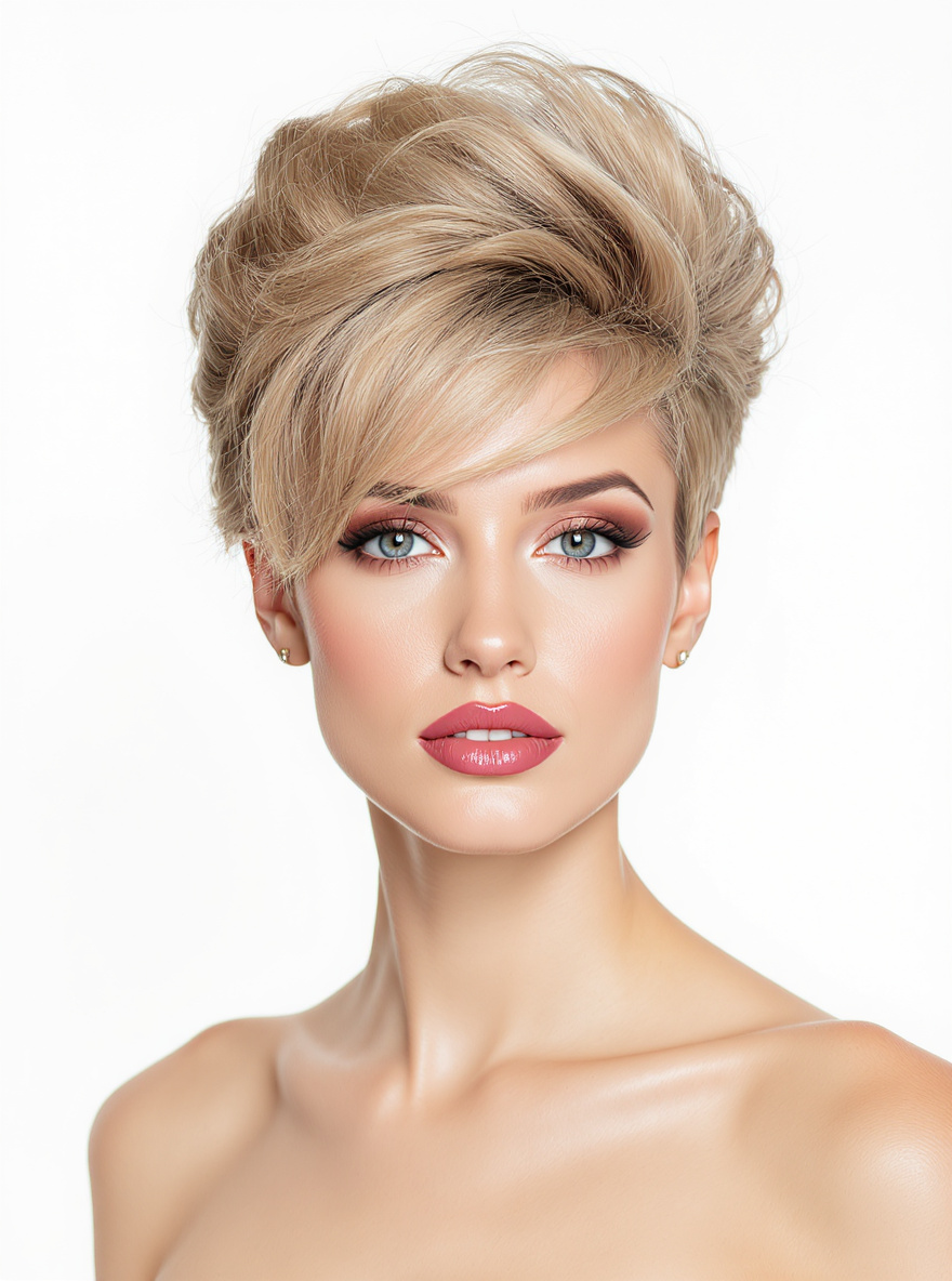 Voluminous Blowout hairstyle for Triangle face
