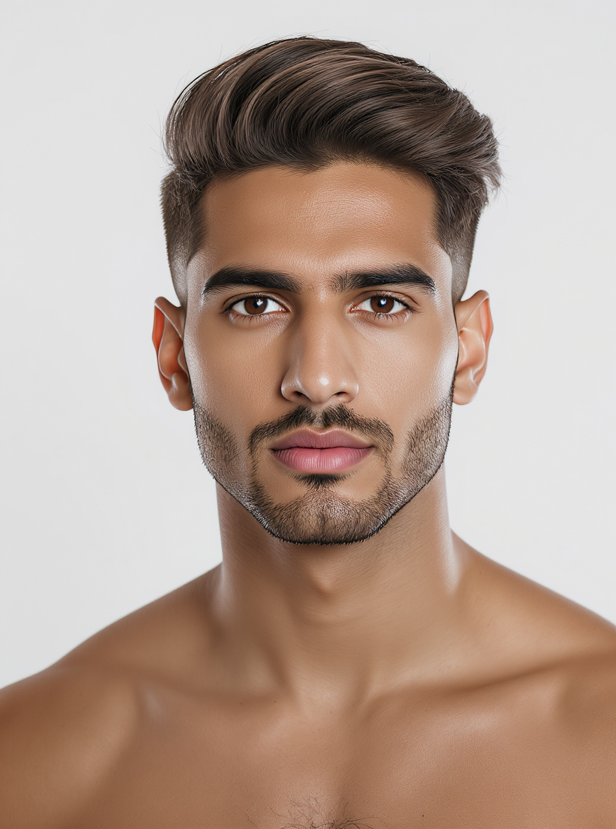 Angular Side Part hairstyle for Round face