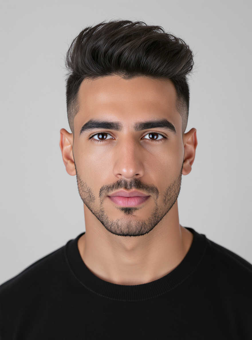 Textured Pompadour hairstyle for Triangle face